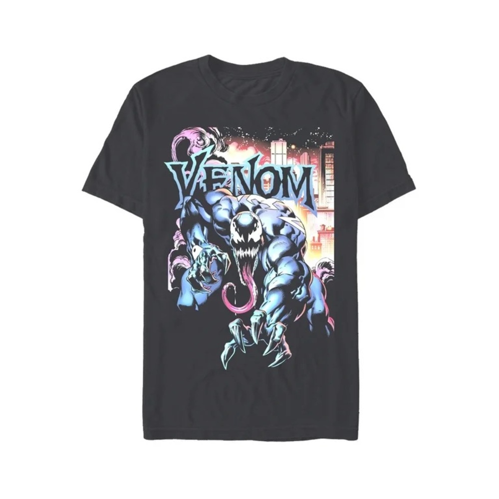 Venom Marvel nwt Men's & Big Men's Graphic Crew Neck T-Shirt, City Aflame